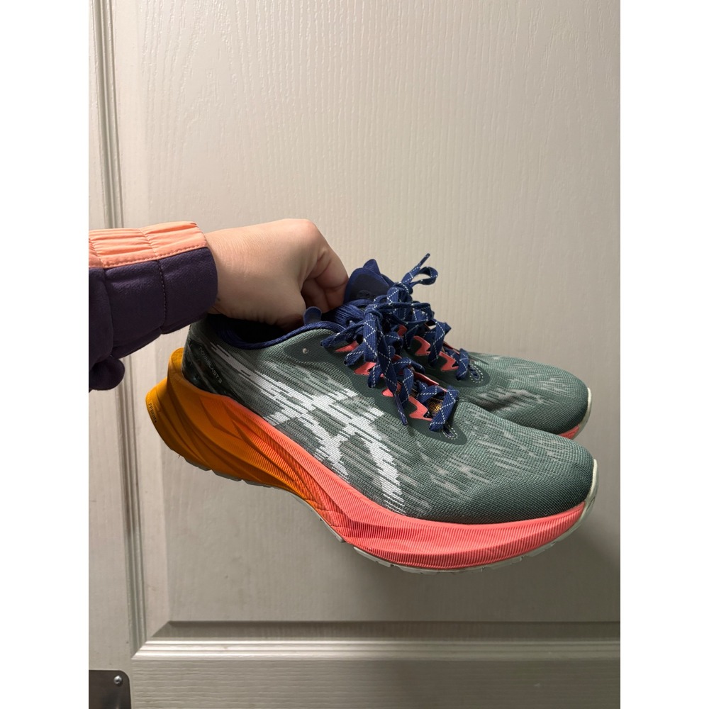Asics Novablast 3 Men's Running Athetic Trail Shoes Sage Green Orange Size 10
